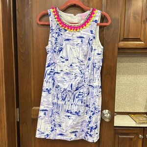 Lilly Pulitzer Mila Shift Rock The Dock Purple White Dress Size 4